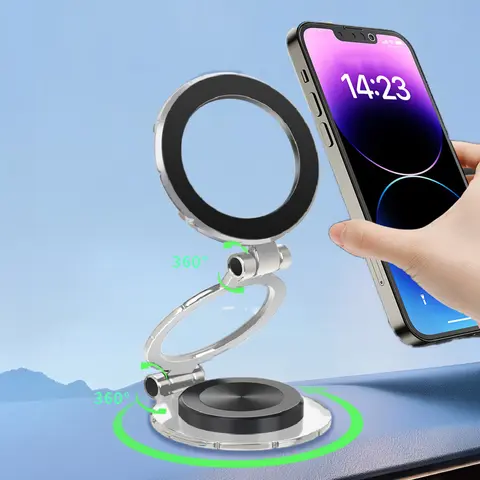 Magnetic Phone Holder, Car Mount Folding & 360° Rotation Base Magnetic Phone Holder For Car Strong Magnets For iPhone Car Mount Hands Phone Holders For Your Car Dash Fits For iPhone 17 16 15 14Pro Max, Cellphone Car Mount, Universal Car Mount