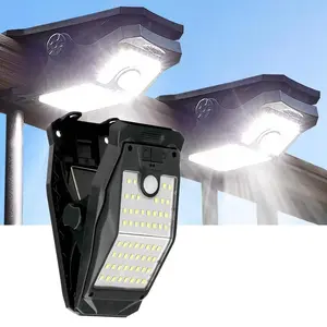 Clip Solar Lights Outdoor Motion Sensor Security Lights, 4 Modes, IP65 Waterproof, Wireless, Solar Powered, USB Charging, for Fence, Deck, Wall, Garage, Patio
