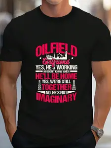 100% Cotton Oilfield Workers Oil Rig Oilfield Wife Girlfriend T-Shirt Women's Men's Graphic Tee Crew Neck summer vacation Tops
