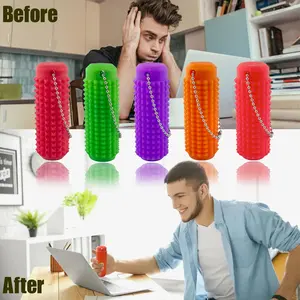 3D Printed Pain Stim Fidget Keychain for Adults Spiky  for Stress and Anxiety Relief Mini Pocket Keychain Ouchies Pain Fidget Novelty Gift for Office Workers and Friends C Hook