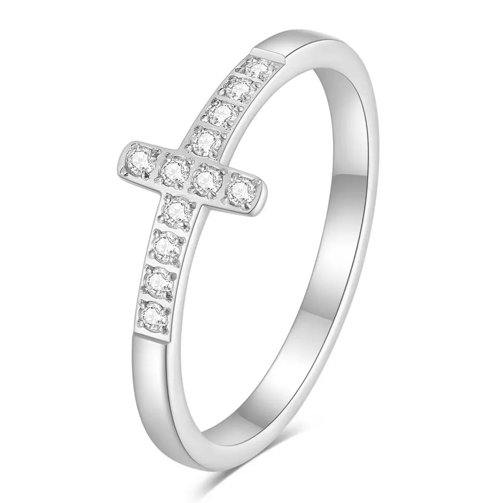 Vintage 304 Titanium Steel Cross Ring for Women