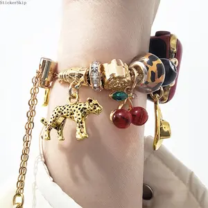 2026 Boho Zinc Alloy Watch Band, Personalized Charm Bracelet Strap with Jewelry Clasp Compatible with Apple Watch Series 1-11, Elegant Vintage Aesthetic Wristband for Women Daily Party Holiday Accessory