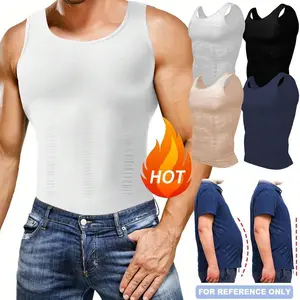 Men's Compression Tummy Control Sleeveless Base Layer Slim Compression Muscle Tank Shapewear, Gynecomastia Compression Shirts,Undershirts Body Shaper Tank Top