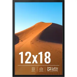 LaVie Home 12x18 Picture Frame for Wall Display, 12x18 Black Picture Frame with HD Plexiglas, 12 x 18 Poster Frame 1 Pack, Display Frame for Vertical or Horizontal, Classic Collection
