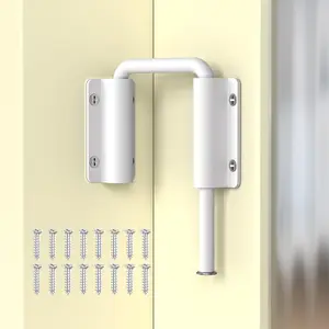 New 2-3/8 Inch U-Shaped Patio Sliding Door Loop Lock, 90/180 Degree Home Security Lock for Sliding Doors, Windows, Barns, Gardens, Screens, 1 Piece White