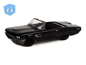 6 PACK 1965 Ford Thunderbird Convertible (Black Bandit Series 27) Diecast 1:64 Scale Model - Greenlight 28110B