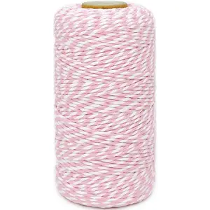 Cotton Twine Pink and White Baker String 2mm Thick 328 Feet Christmas Twine for Gift Wrapping DIY Crafts Home Decoration Gardening