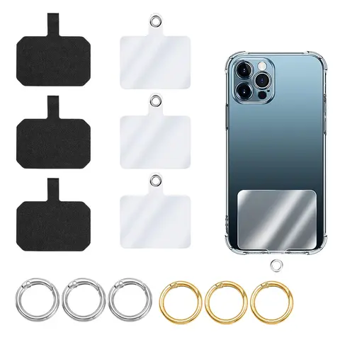 Phone Tether Tabs 6-Pack — Phone Lanyard Patch Replacement, Secure Grip Plastic Phone Strap Tabs for All Full Phone Cases, Prevent Drops, Complete Set for Travel & Everyday Use