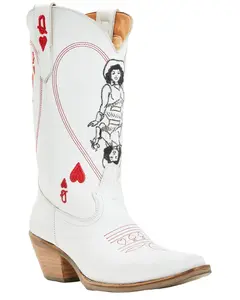 Dingo Women's Queen A Hearts Western Boot Snip Toe - Di 174-White