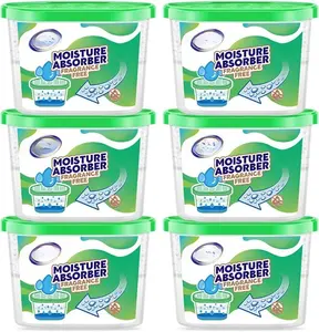 Absorber boxes, Unscented 500ml(6 PACKS)*10.5OZ Closet Dehumidifier, Eradicate Odor  Absorbers Bucket,Dehumidifier for Closet,Bathrooms, Kitchen & Study, ,RVs (Green)