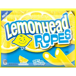 Lemonhead Ropes, Candy, Lemon, Tart and Citrusy, Soft and Chewy, 9 oz Snack Bonbon