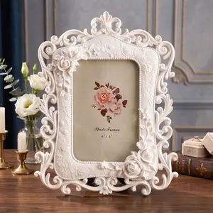 Creative Resin Frame, European Style 3D Floral Design, Desk Decor, Photo Display & Photography Prop, Home Desktop Ornament