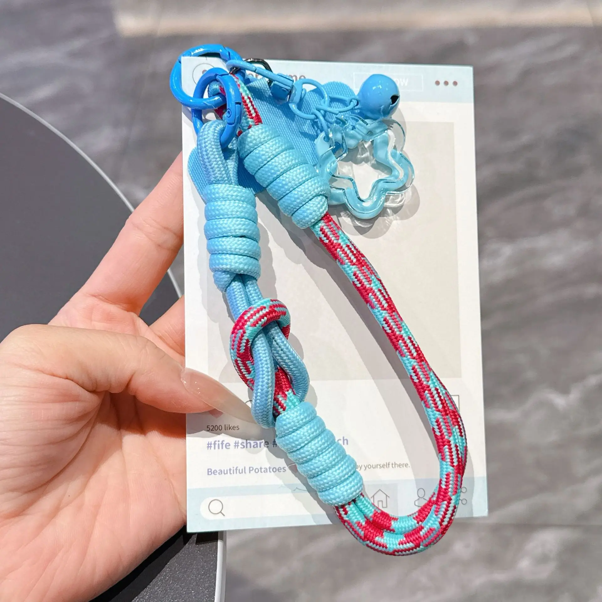 Rose blue star fun lanyard + blue