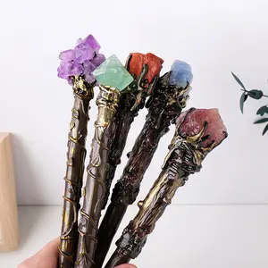 Natural Crystal Magic Wand – Handmade Healing Gemstone Staff with Unique Crystal Point, Spiritual Energy Wand for Meditation, Reiki, Witchcraft, Wicca Rituals, Chakra Balancing and Home Altar Decoration