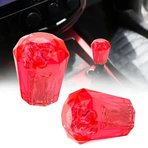 VIP 60mm Transparent Manual Red Diamond Crystal Bubble Shift Knob Universal
