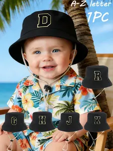 1 Pc A-Z Letter Sun Hat Toddler Boys Girls Bucket Hat Sun Protection Kids Fisherman Hat Outdoor Hat Baby Bucket Hat With Chin Strap 0-2 years