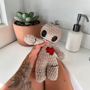 Amigurumi Voodoo Doll Crochet Gothic Cute Handmade Plush Unique Design Handcrafted Appeal Perfect for Collectors