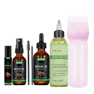 Rosemary & Batana Essential Oil Set for Haircare, Infused with Peppermint Oil & Biotin, Moisturizing, Nourishing Formula for Dry & Frizzy Hair, Nourishes Scalp and Helps Hair Look Thicker, Smooth, Nourished Hair, Scalp Serum