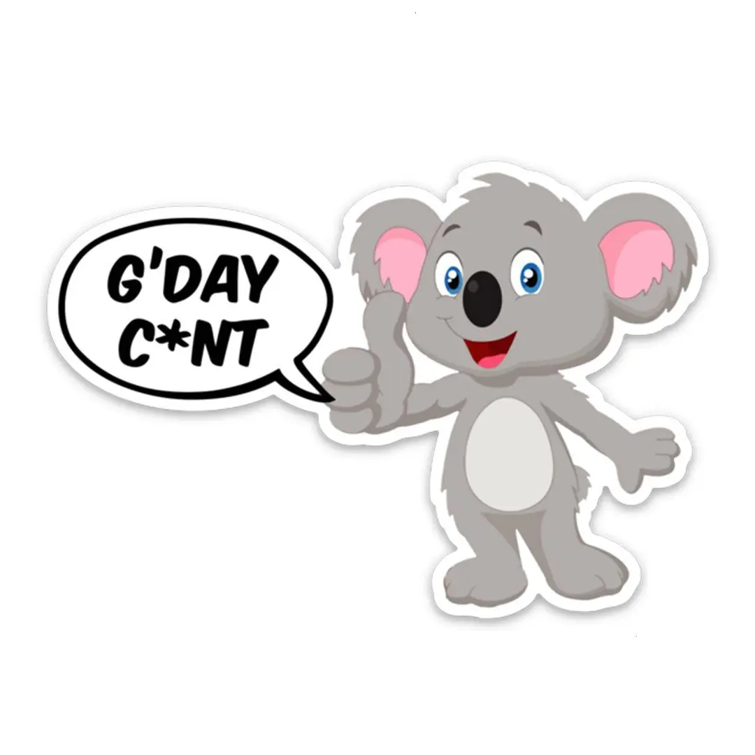 G'day C*nt Koala Vinyl Sticker, Funny Australian Saying Decal, Humorous Aussie Slang Koala Sticker, Laptop Water Bottle Car Decal