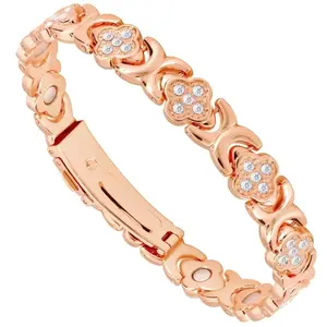 Women’s Pure Copper Bracelet, Ultra-Strong Magnetic Bracelet with 3800 Gauss Magnets and Sparkling Cubic Zirconia, Adjustable Charm Bracelet Bangle, Fashion
