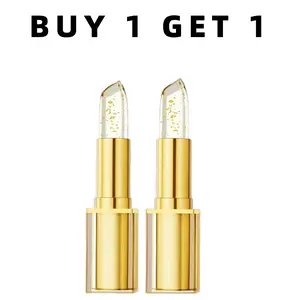 Buy 1 Get 1 Free Color Changing Lipstick OUHOE Gold Foil Color ChangingNourishing Lipstick Nourishing MoisturizingGlass Soft Lip Skin Non-greasy Lipstick phlipstick color crystal golden lip boy&girl lip balm