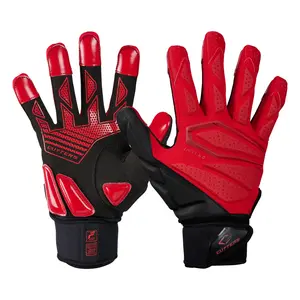 Cutters Force 6.0 Lineman Red Football Gloves - C-TACK Grip Double Wrist Strap for Ultimate Performance