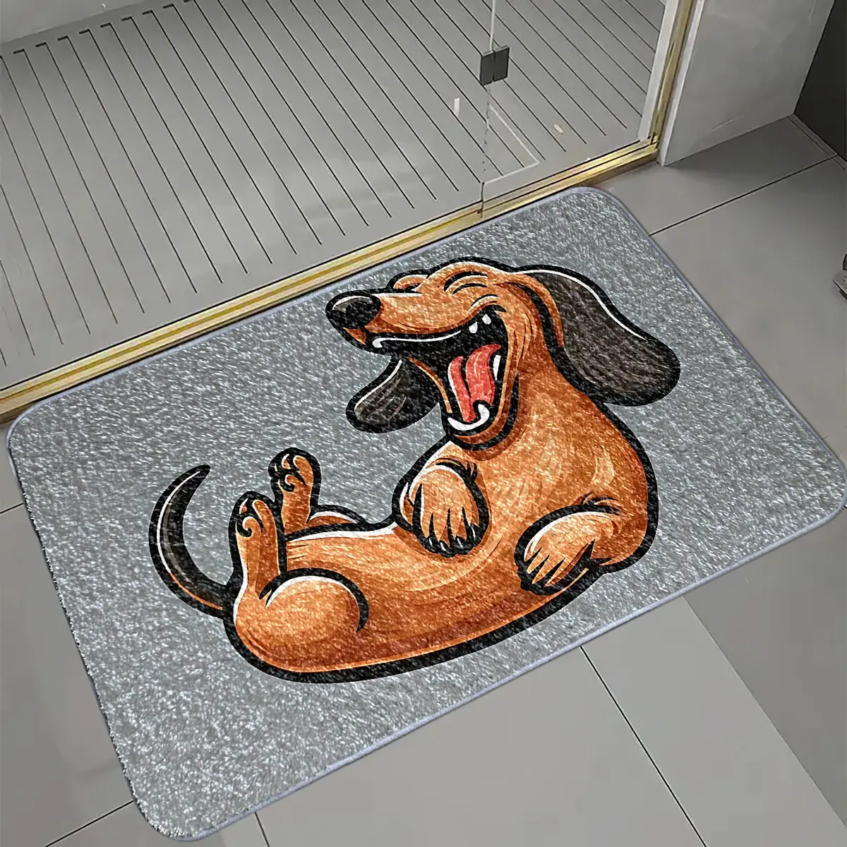 1 Piece - Cute Dachshund Imitation Cashmere Bathroom Mat | Soft and Comfortable, Suitable for Living Room, Bedroom, Kitchen, Bathroom, Multi-Scene Decorative Mat