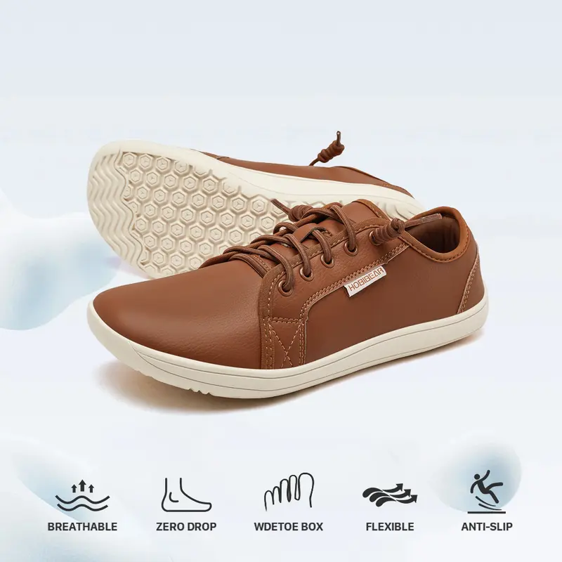 HOBIBEAR Unisex Wide Minimalist Barefoot Slip-On Athletic Walking Shoes - Lightweight Comfortable, Rubber & Leather Accents, Elastic Side Accents, All Seasons, Driving, Back to School Essentials