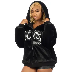 Jaleah Black Oversized Fur Jacket