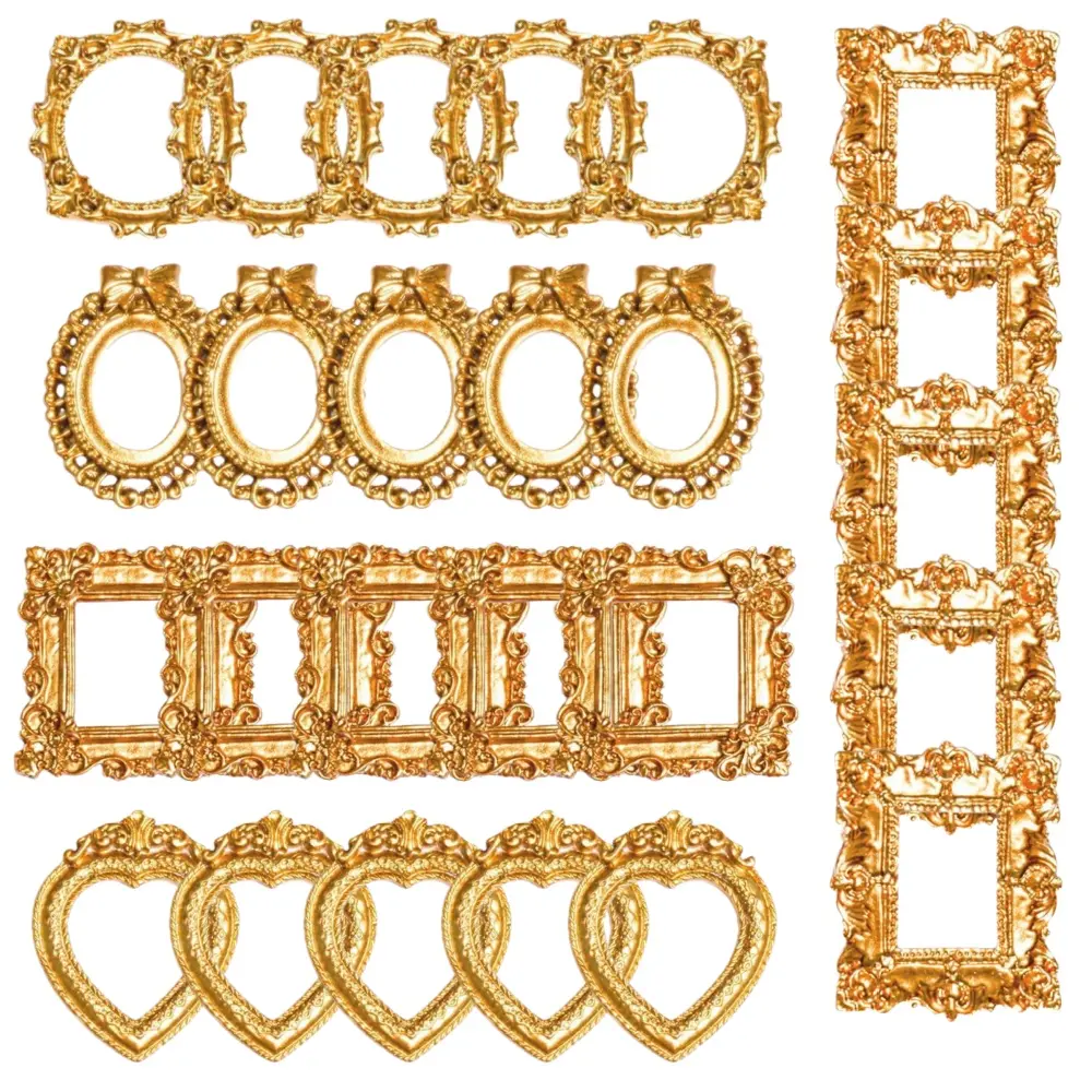 25 pcs Vintage Resin Picture Frame Jewelry Display Table Frame DIY Small Picture Frames for Christmas DIY Photo Holiday Party Decoration