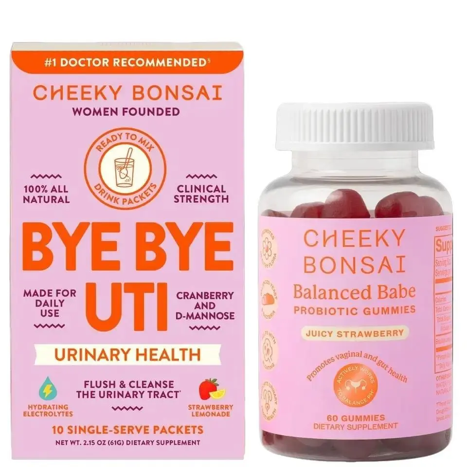 Cheeky Bonsai UTI Defense Duo Dietary Supplement - Bye Bye UTI Urinary Health Drink Mix, Balanced Babe Probiotics, Probiotic & Prebiotic Cranberry Gummies, 100% All Natural Default
