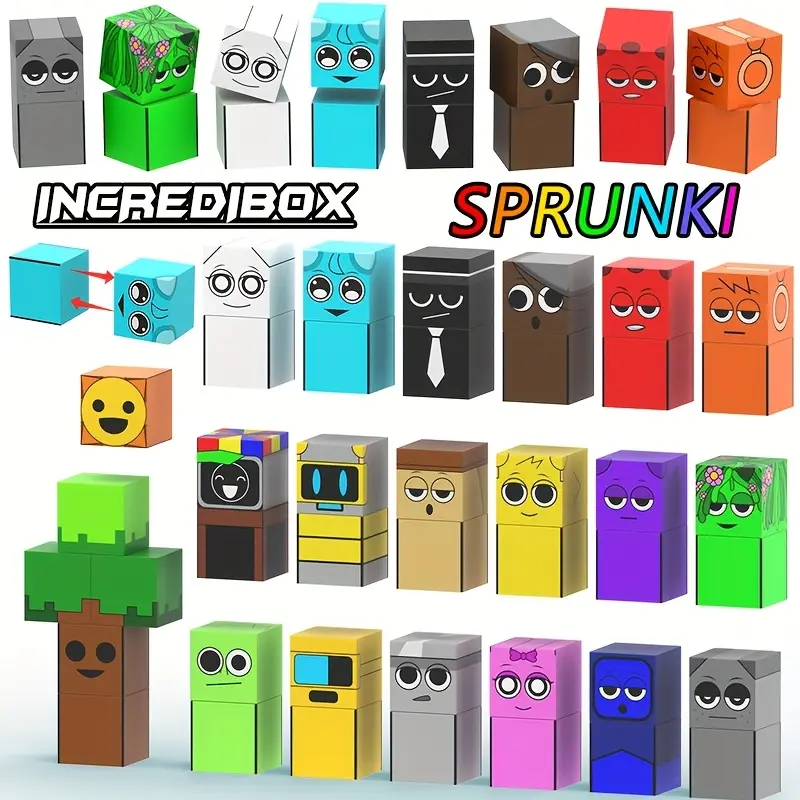 NEW Sprunki Magnetic Puzzle Cube Blocks, Incredibox Game with 20 Figures, Magnetic Toys for Christmas & Birthday Gifts