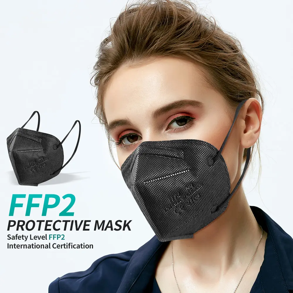 20Pcs KN95 Face Masks Pack 5-Ply Breathable Filter Disposable Face Masks Black Protective Mask