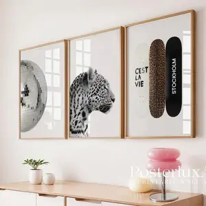 Stockholm Chic Gallery Wall Set, Leopard Fashion Prints, Luxury Modern Apartment Decor, Scandinavian Aesthetic Wall Art Bundle