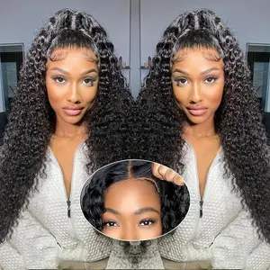 Wear and Go Glueless Wig Deep Wave Glueless Wigs Human Hair Pre Plucked Pre Cut 5x5 SKINLIKE Real HD Lace Front Closure Ready to Wear Wig 180% Density