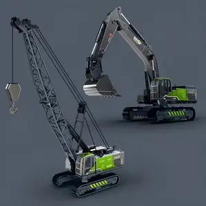 1:50 Oversized Realistic Inertial Alloy Crane Toy, Heavy-Duty Hooked Construction Model, Battery-Free Birthday Party Gift