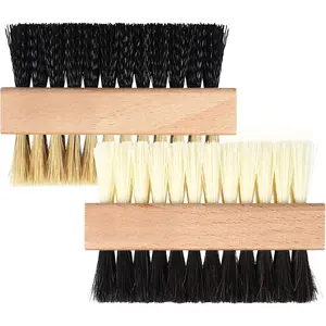2 count Dual Sided Sneaker Shoe Cleaner Brush Set Shoes Clean Brush Kit Both  and Plastic Bristles with Microfiber Cloth (A)
