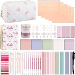 97 Pcs Bible Study Supplies Journaling Kit, Christian Pink Bow Notebook with Bible Tabs, Colored Highlighters, Pen Case and More, Religious Gift for Women, New Believers & Christian Students