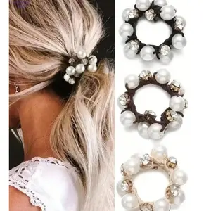 3Pcs Elegant Faux Pearl Hair Ties for Women & Girls, High Stretch Elastic Hair Bands, Minimalist Stylish Hair Accessories Fit for Thick Hair, Perfect for Daily Wear, Party & Summer Hairstyling