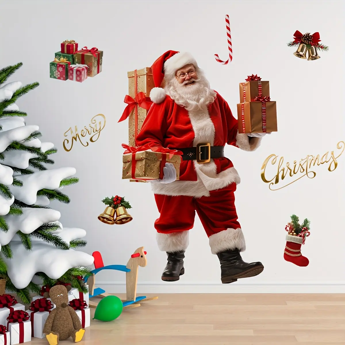 A (30*40cm) Santa Claus wall sticker, a holiday decoration sticker for living room, bedroom and home decoration, Christmas Ornaments, M18864-YC