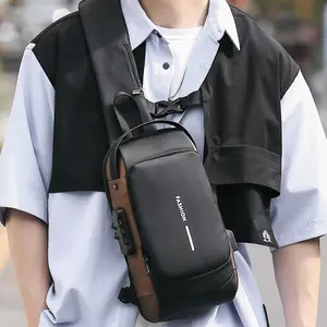 Stylish Men's Chest Bag with Anti-Theft Password Lock - Secure Storage Solution for Airport Travel, Motorcycle Tours, and City Exploration, Durable Nylon Fabric and Reinforced Stitching