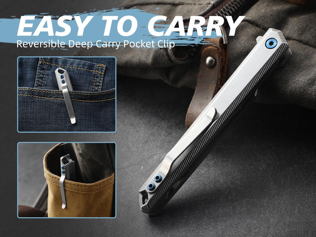 Mini Slim Folding Scalpel，Scalpel Pocket Knife with 10pcs #60 Replaceable Razor Blades,EDC Utility Knife with Liner Lock,Pocket Clip，The Perfect Hunting Knife for Skinning Deer (Mirror Silver)