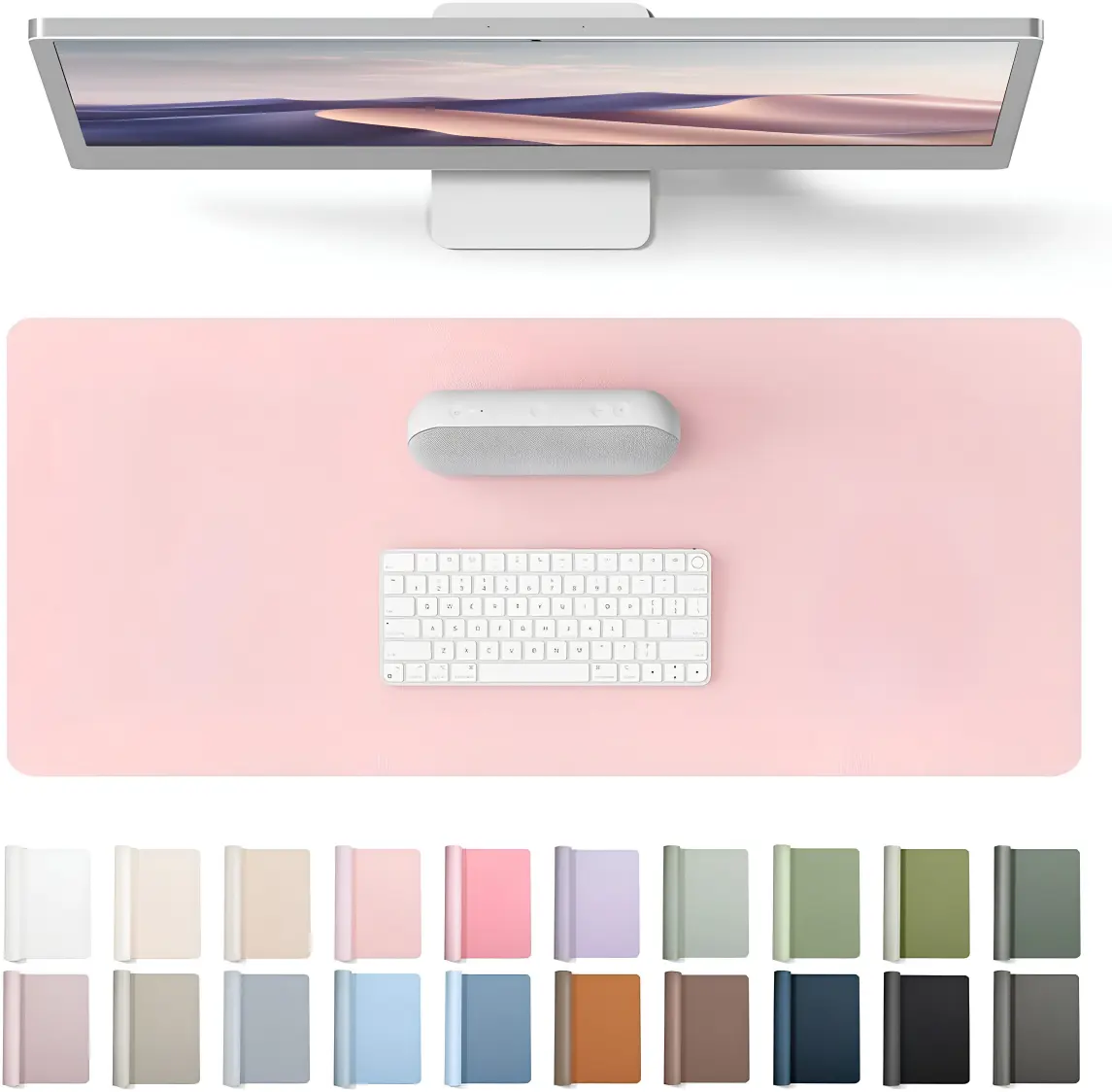 Large PU Leather Desk Mat, Non-Slip Mouse Pad and Writing Blotter for Laptop, Office and Home