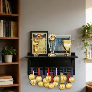 1set Simple Versatile Creative Medal Display Rack Trophy Shelf, Wooden Sports Medal Holder- Wall Mounted Display Stand, Hangable Hanging Organizer, Perfect Gift For Easter Valentine's Day, Birthday, wedding, Father's Day Mother's Day