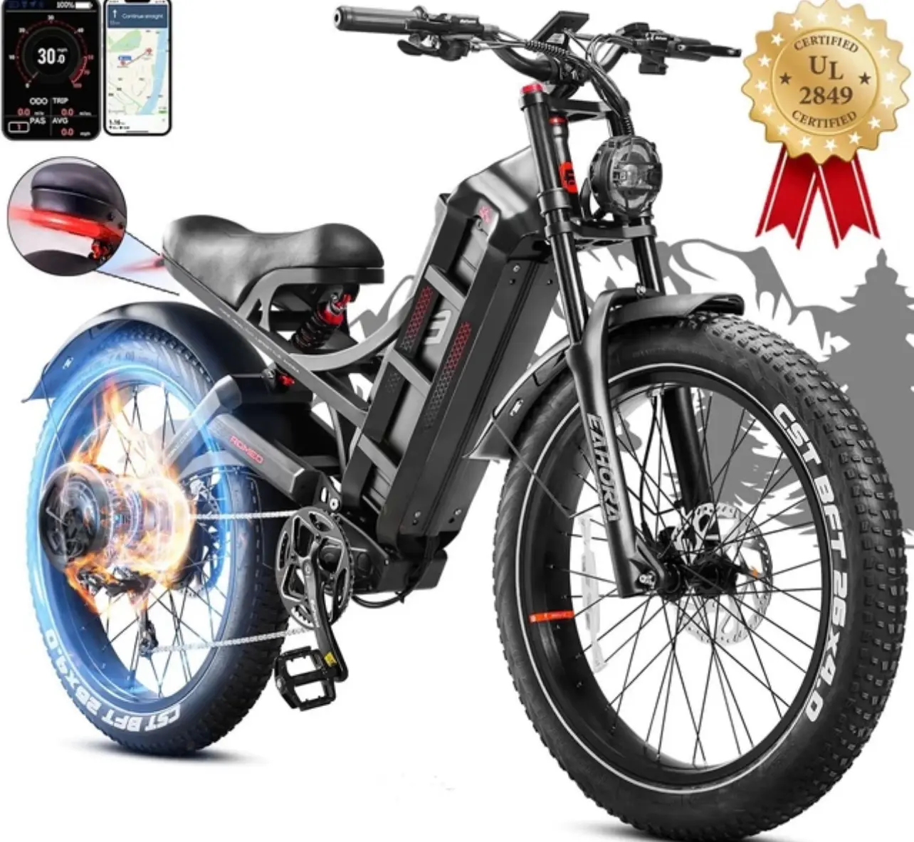 Brand new and original eAhora Romeo Pro 1600W Peak Motor EBike,48V 60Ah 34Mph Speed Fat Tire Long Range