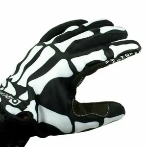 Biker Skeleton Bone Gloves Racing Cycling Motorcycle Mechanics Goth Full Finger - XL
