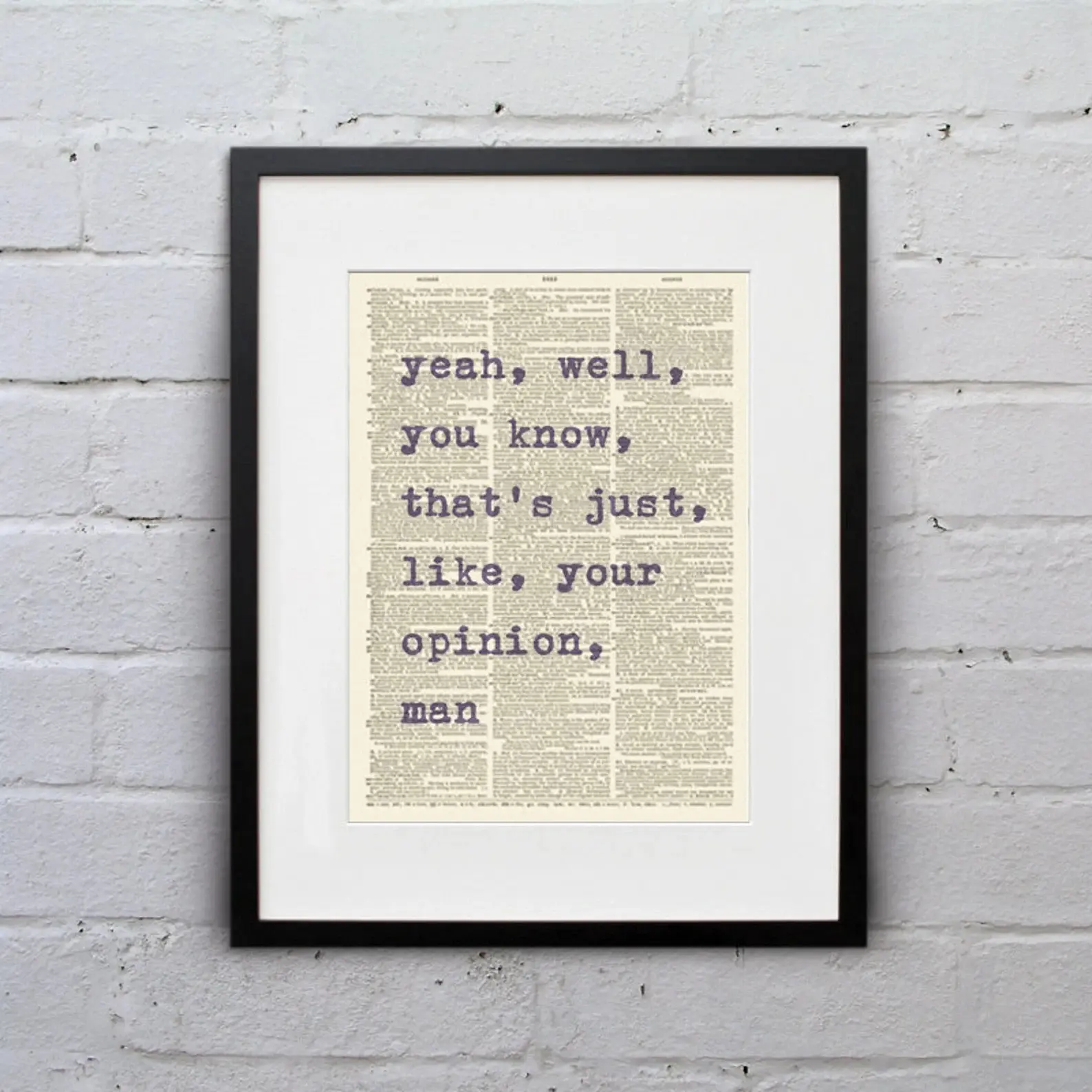 Big Lebowski Quote Dictionary Art Print