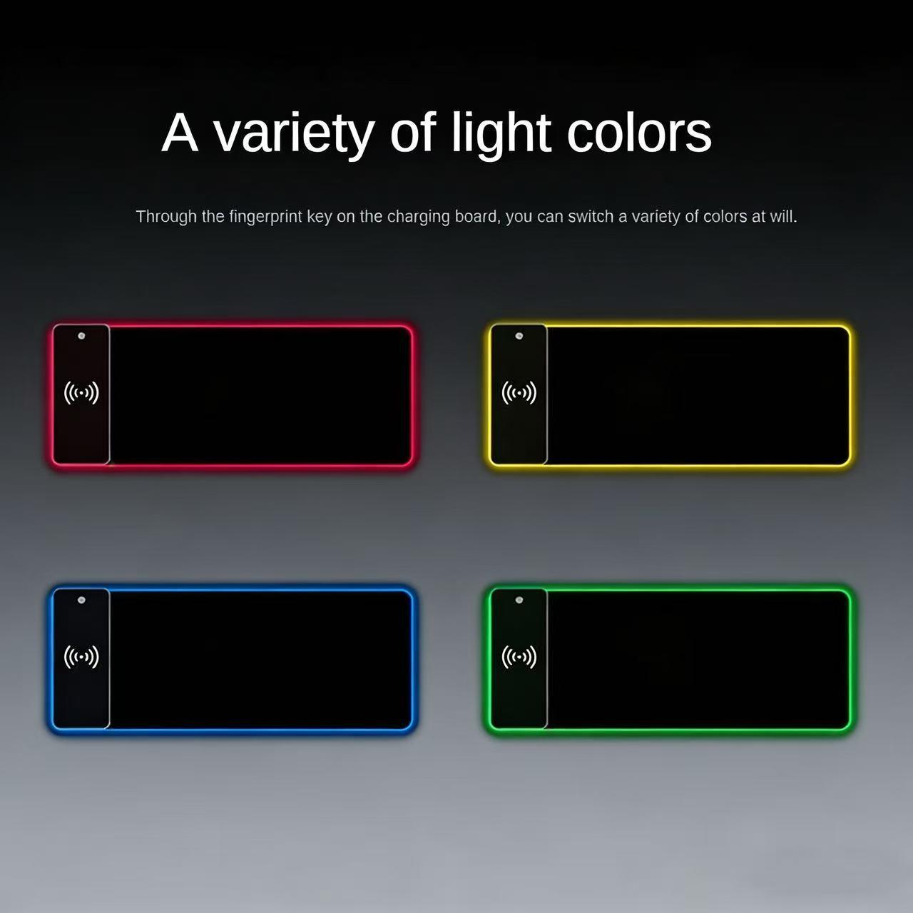 RGB Gaming Mouse Pad with Wireless Charging, Large LED Desk Mat with Multiple Light Modes, Non-Slip Base, Fast Charging Mousepad for iPhone/Android, Perfect for PC Gamers & Office Use