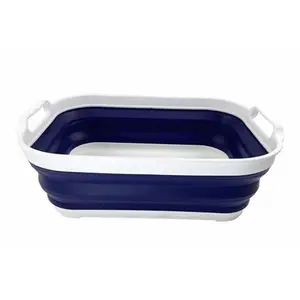 SAMMART 13L (3.4 Gallon) Collapsible Tub with Handle - Portable Outdoor Picnic Basket/Crater - Foldable Shopping Bag - Space Saving Storage Container