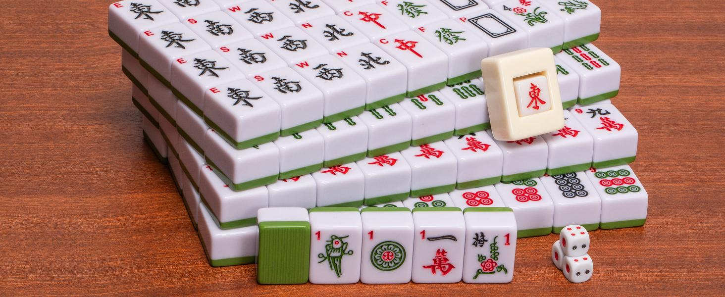 Yellow Mountain Imports Chinese Mahjong Set – Rouge Oasis – 146 Small Tiles for Chinese-Style Play
